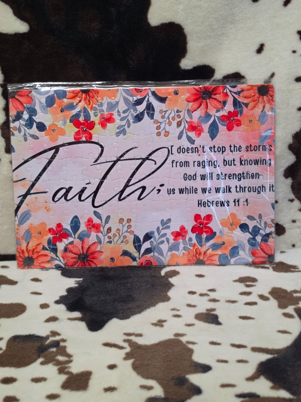 Faith Floral Inspirational Quote Handmade Custom 120 Jigsaw Piece Puzzle